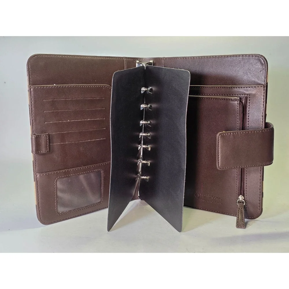 Franklin Covey Planner Organizer 7‎ Rings Binder Brown Tan Yellow Geometric Rare